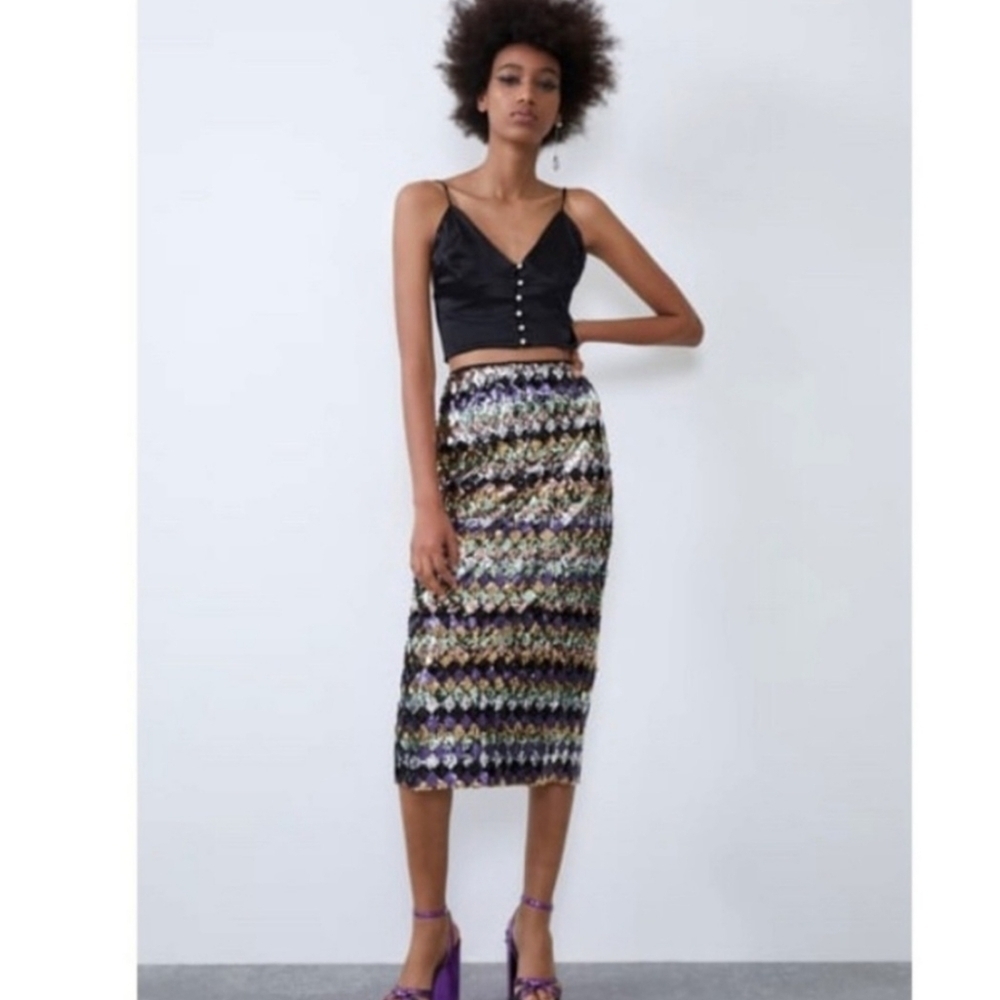 NWOT Zara Sequin Skirt - size Small